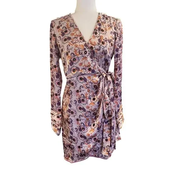 Alexis | Dresses | Alexis Kari Beaded Floral Wrap Mini Dress Lilac Size  Small | Poshmark